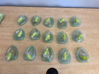 CPR pocket masks laid out for class participants.